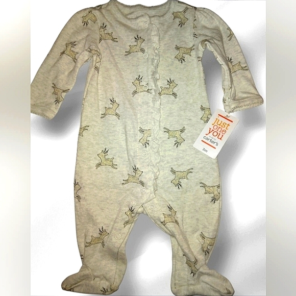 Tis The Season' For Adorable sparkly Reindeer infant Carters Layette Sleeper☆ - Picture 3 of 11